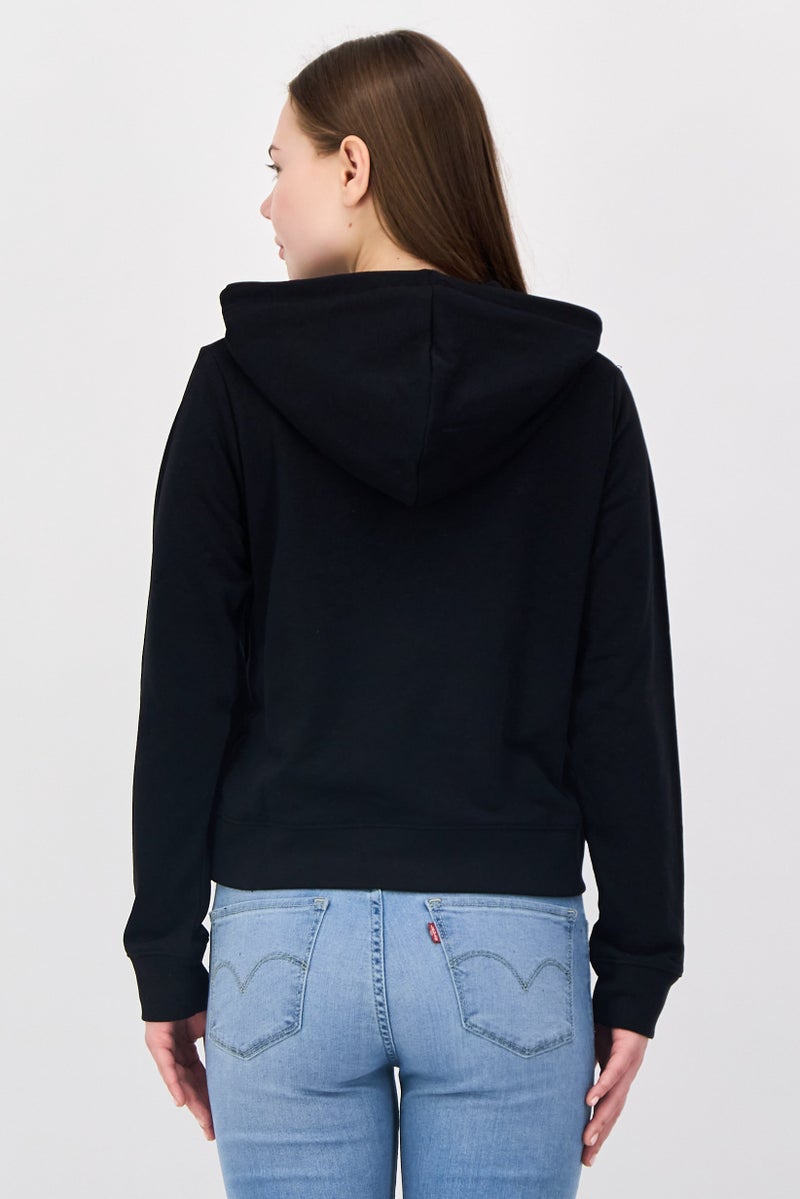 Juicy Couture هودي بكم طويل بشعار العلامة التجارية للنساء، أسود - Image 4